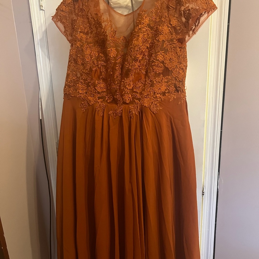 Elegant Orange Lace Dress